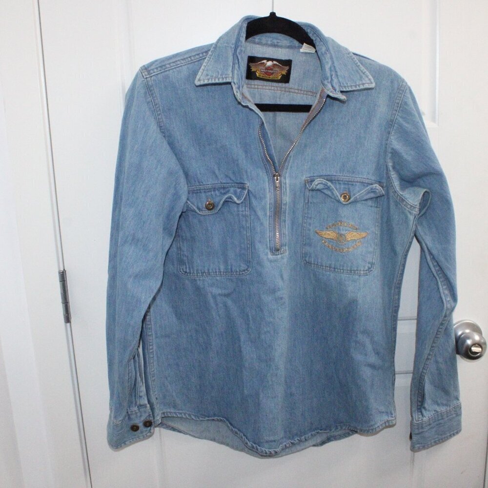 Harley-Davidson Light Blue Denim Long Sleeve Pullover
